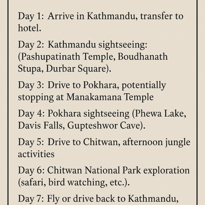 7 days Nepal Tour Itinerary